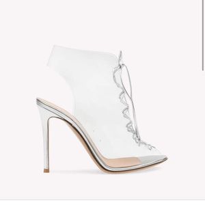 BNIB Gianvito Rossi Helmut PVC Lace Up Ankle Booties 36.5